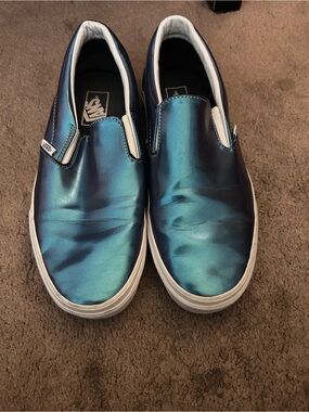 Vans Iridescent Teal Slip-On Sneakers